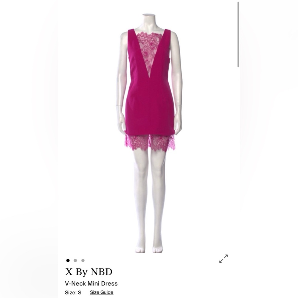Elegant Pink Lace Trim dress Small